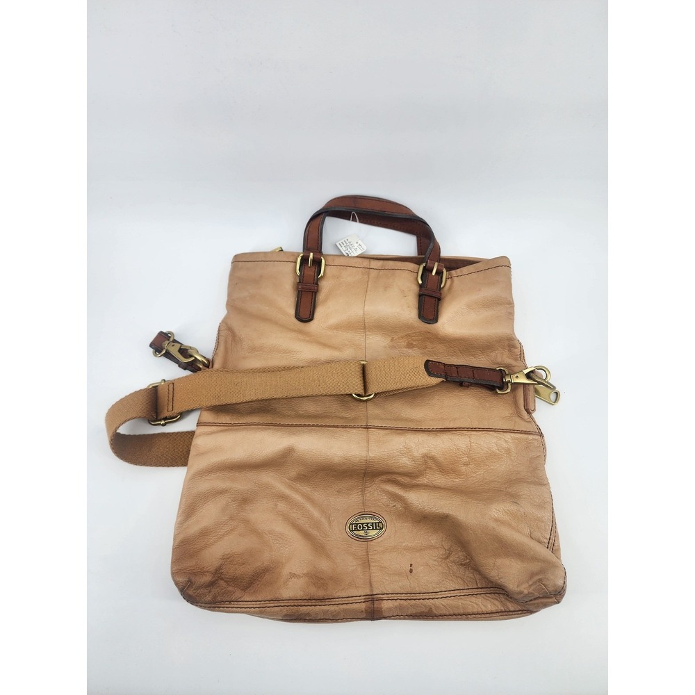 Fossil Explorer Leather Convertible Tote Crossbody Bag Tan Brown ZB5470‎